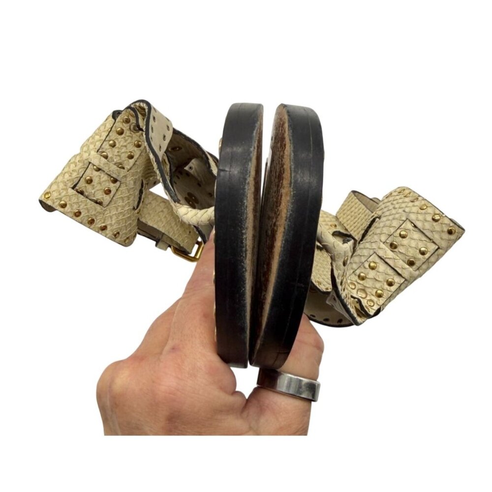 Isabel Marant Johanna ivory snake texture flat sandals - Size 7 - Picture 8 of 10